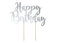 Cake Topper Silber Happy Birthday 22.5 cm Cake Topper Silber Happy Birthday 22.5 cm