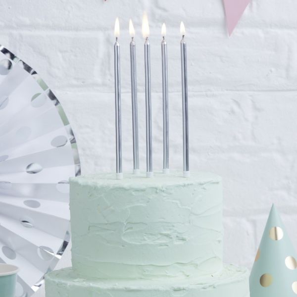 Silver Tall Candles Pick And Mix