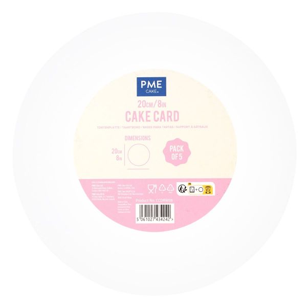Cake Card Set - 5 Stk. Weiß Rund 20 cm