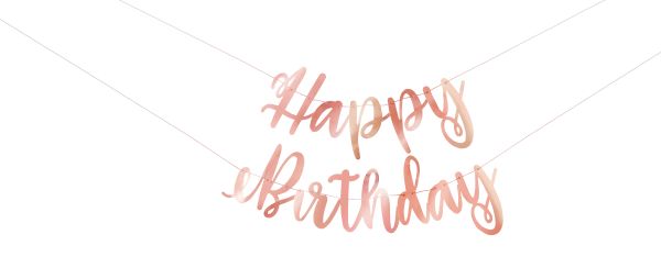 Happy Birthday Banner Rose Gold Foil