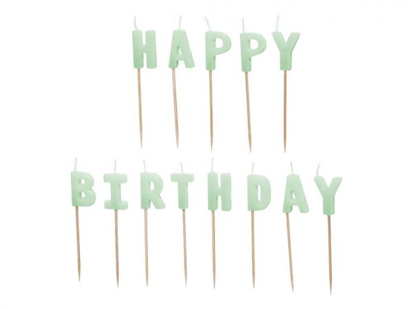 Kerzen Happy Birthday matt grün