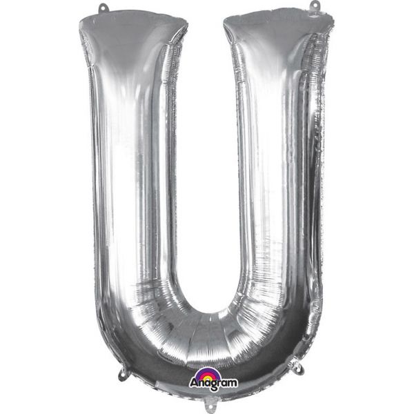 Buchstabe Silber - U Folienballon 58 X 83 cm