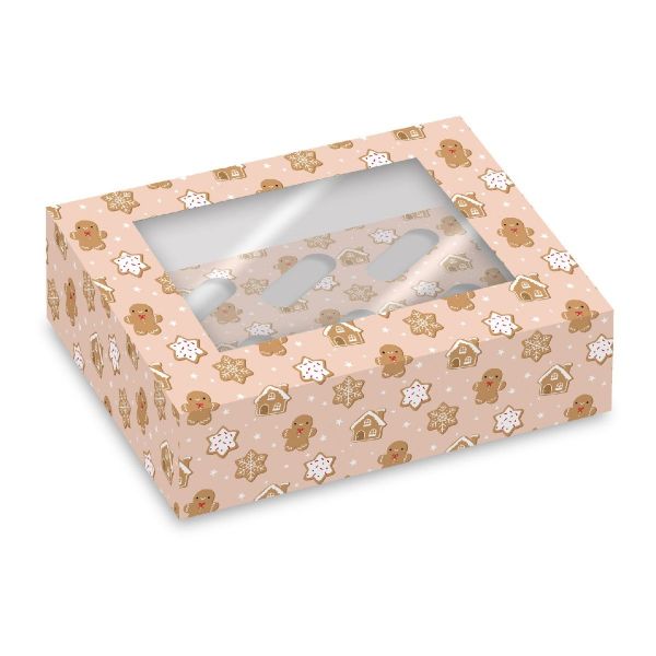 Keksschachtel/Cupcake Box 6er/2 Stk. Lebkuchen