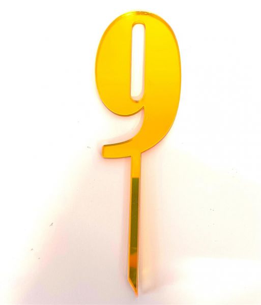 Cake Topper Acryl Gold Zahl 9