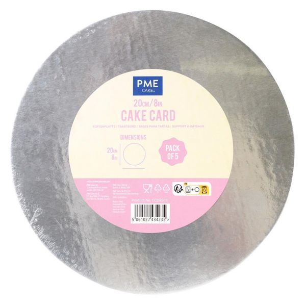 Cake Card Set - 5 Stk. Silber Rund 20 cm
