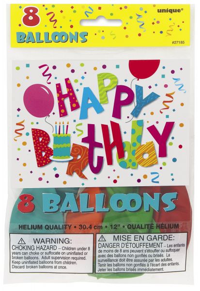 Happy Birthday Jamboree 8 Ballons 30 cm