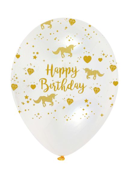 Einhorn Latexballon Gold Clear/6