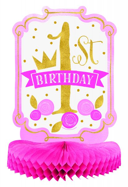 Pink & Gold 1St B-Day Centerpiece 35 cm