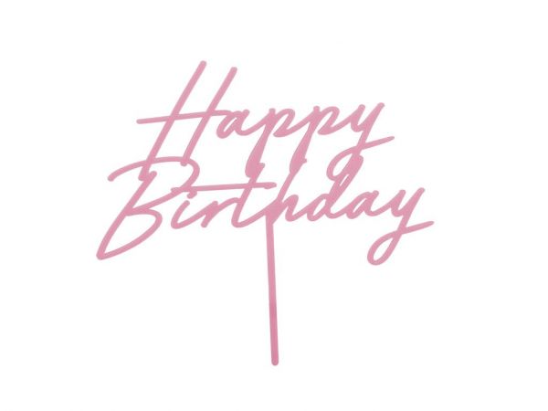 Cake Topper Happy Birthday hellrosa 16,5 cm