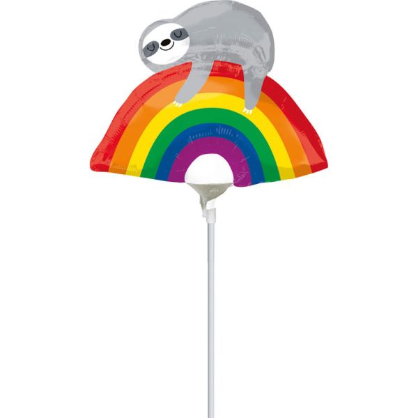 Regenbogen-Faultier Mini-Folienballon