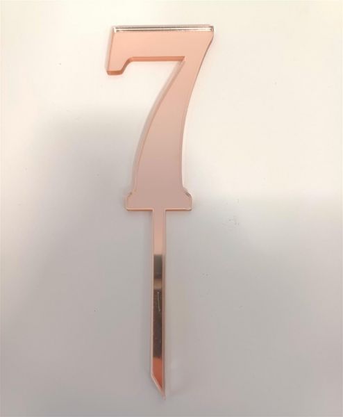 Cake Topper Acryl Rosegold Zahl 7