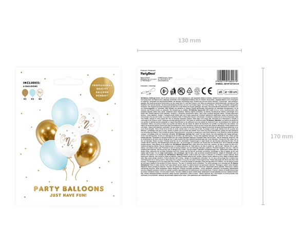 Ballons One Bue-Gold-White