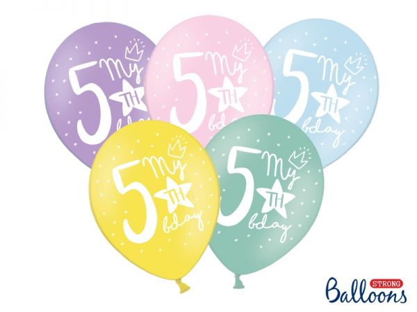 Ballon Happy Birthday 5 th Pastel Mix 30 cm/6