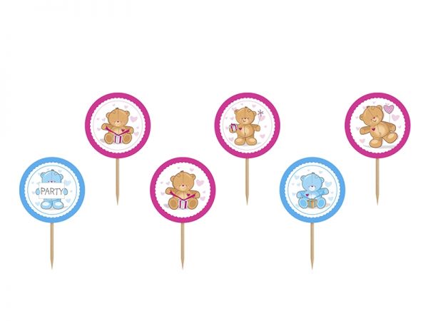 Cupcake Topper Teddy Bear - 6 Stk.