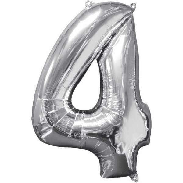 Zahl Silber - 4 Folienballon 45 X 66 cm