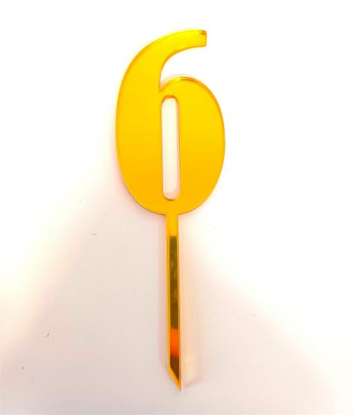 Cake Topper Acryl Gold Zahl 6
