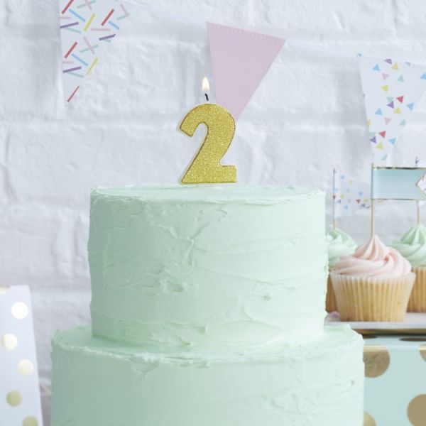 Gold Glitter Kerze 2 Pick And Mix