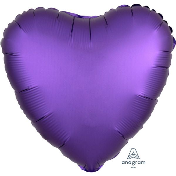 Herz Purple Royal Satin Folienballon 43 cm