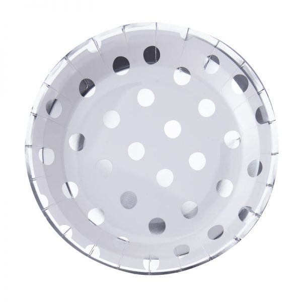 Silber Foil Dots Pappteller - Pick And Mix