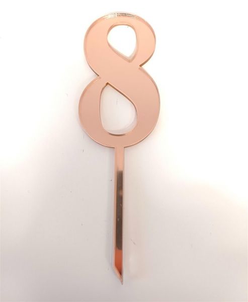 Cake Topper Acryl Rosegold Zahl 8