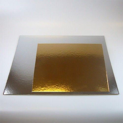 Cake boards, silber/gold, quadratisch 20x20cm