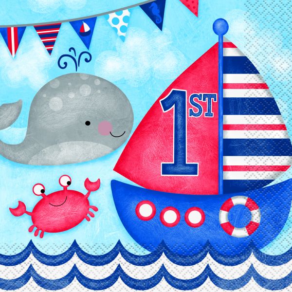 Nautical 1St B-Day Servietten