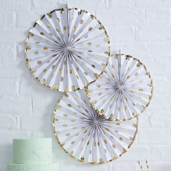 Gold Foiled Polka Dot Fächer - Pick And Mix