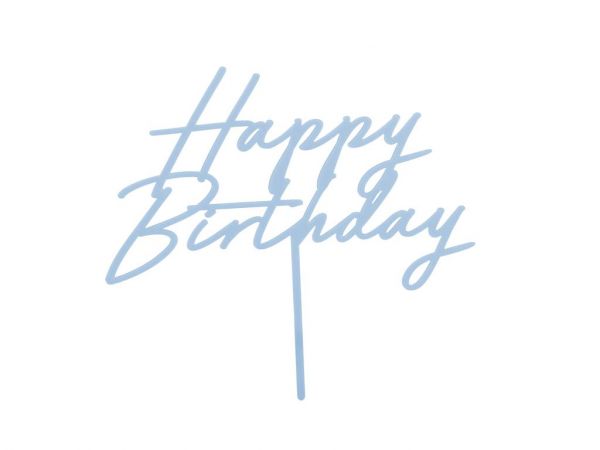 Cake Topper Happy birthday hellblau 16,5 cm