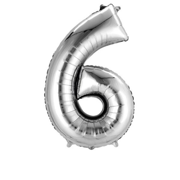 Zahl Silber - 6 Folienballon 55 X 88 cm