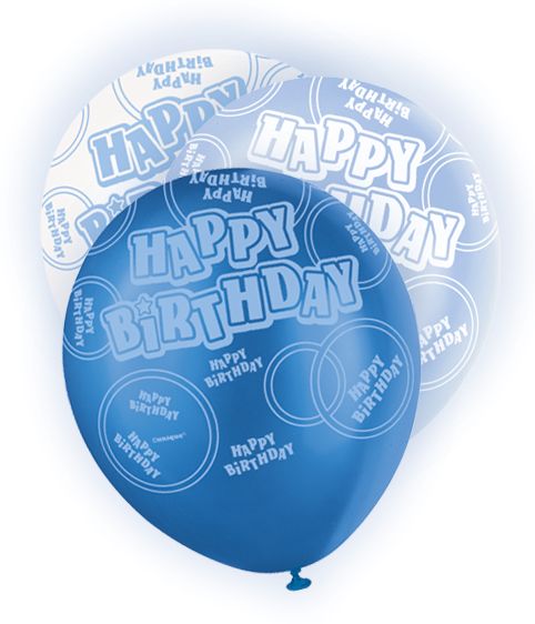 Happy B-Day 6 Ballons Blue