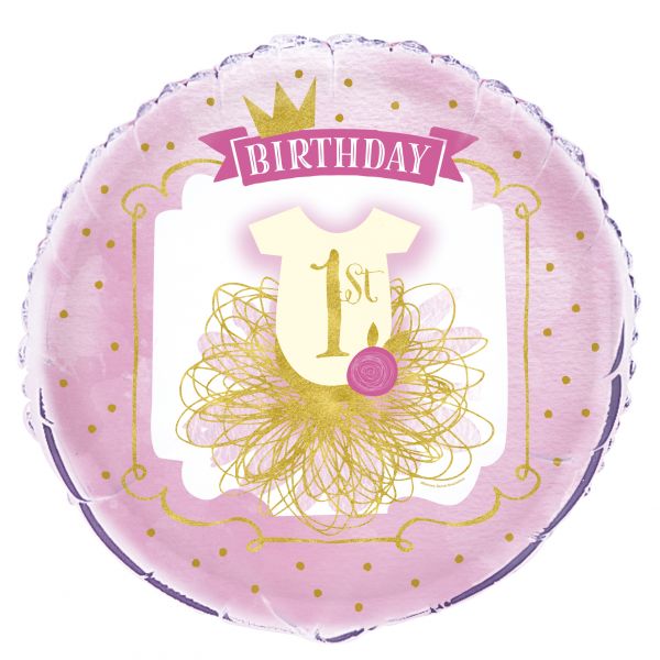 Pink & Gold 1St B-Day Folienballon 45 cm