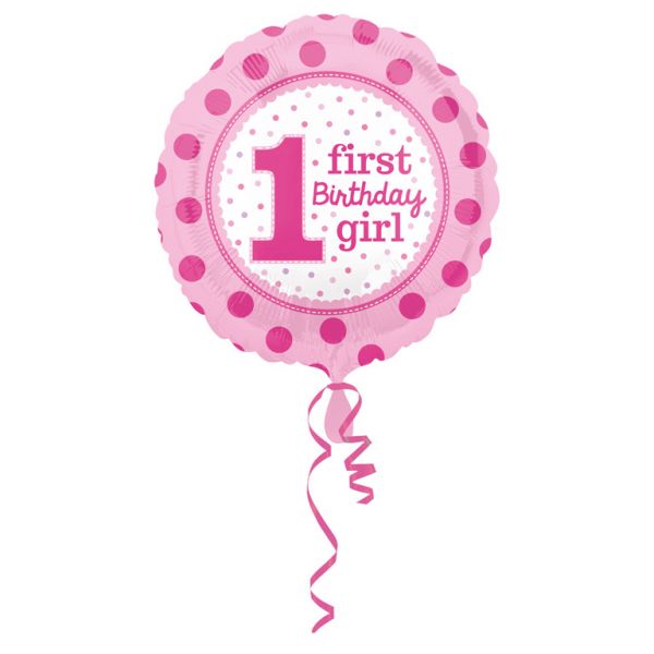 1 St Birthday Girl Folienballon 43 cm