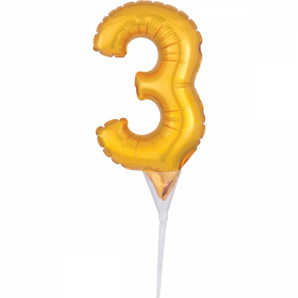 Cake Topper Gold Zahl 3 Air-Filled