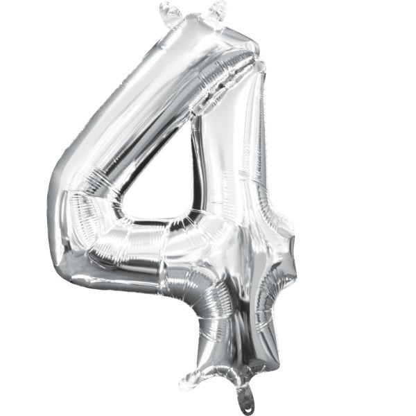 Mini Zahl Silber - 4 Folienballon 22 X 35 cm