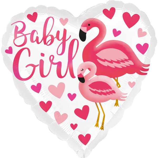 Flamingo Baby Girl Herz Folienballon