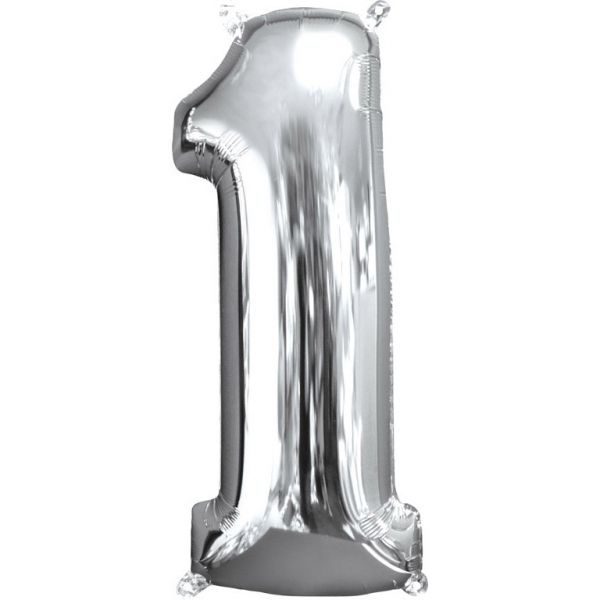 Zahl Silber - 1 Folienballon 43 X 66 cm