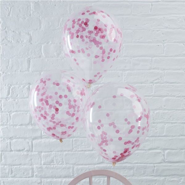 Clear Ballon Mit Konfetti Pink/5