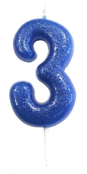 Kerze Glitter Blau 3