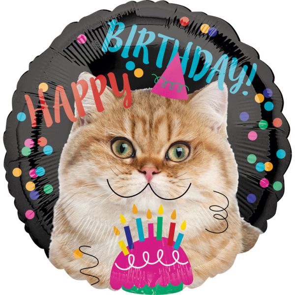 Happy Birthday Cat Folienballon 43 cm