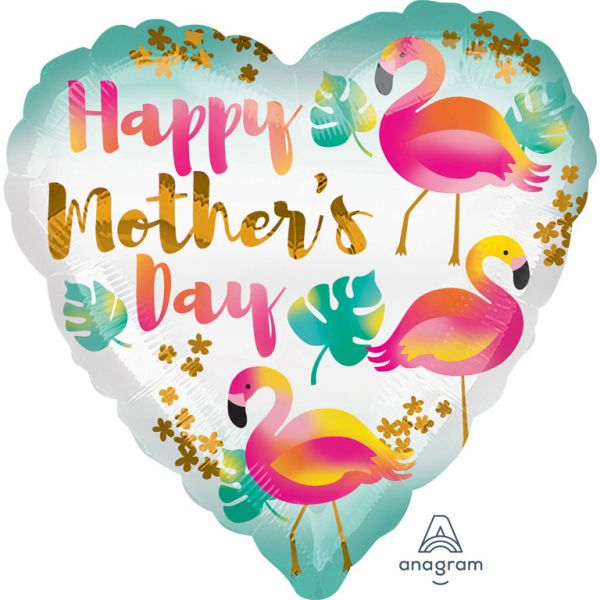 Mothers Day Flamingo Herz Folienballon 43cm
