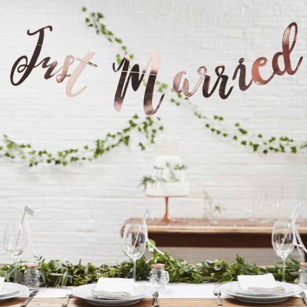 Just Married Rose Gold Bunting-Beautiful Botanic