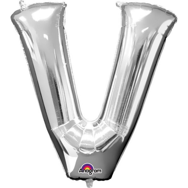 Mini Buchstabe Silber - V Folienballon 27 X 33 cm
