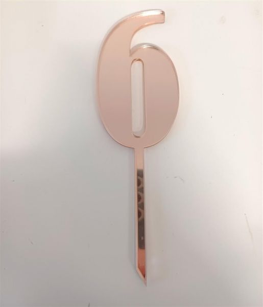 Cake Topper Acryl Rosegold Zahl 6