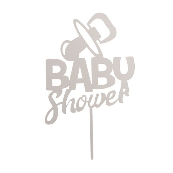 Cake Topper Baby Shower Silber