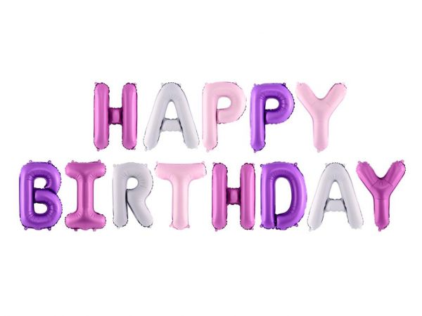 Folienballon Happy Birthday pink - 340 X 35 CM