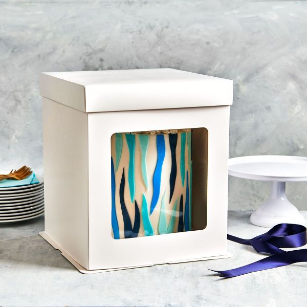 Cake Box 30x30x34,5 cm mit Sichtfenster Weiß