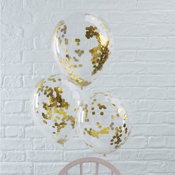 Clear Ballon Mit Konfetti Gold/5