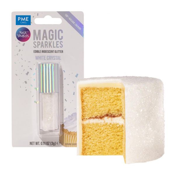 Essbare irisierende Glitzerflocken White Crystal