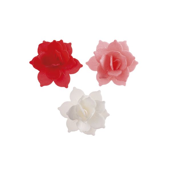 Oblaten Blumen Water Lily red/pink 4,5 cm/8