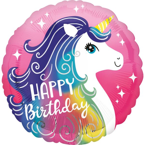 Pink Unicorn Happy Birthday Folienballon